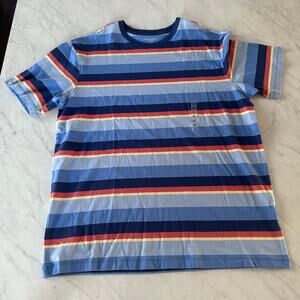 NWT Roundtree & Yorke soft washed striped t shirt medium blue 100% cotton